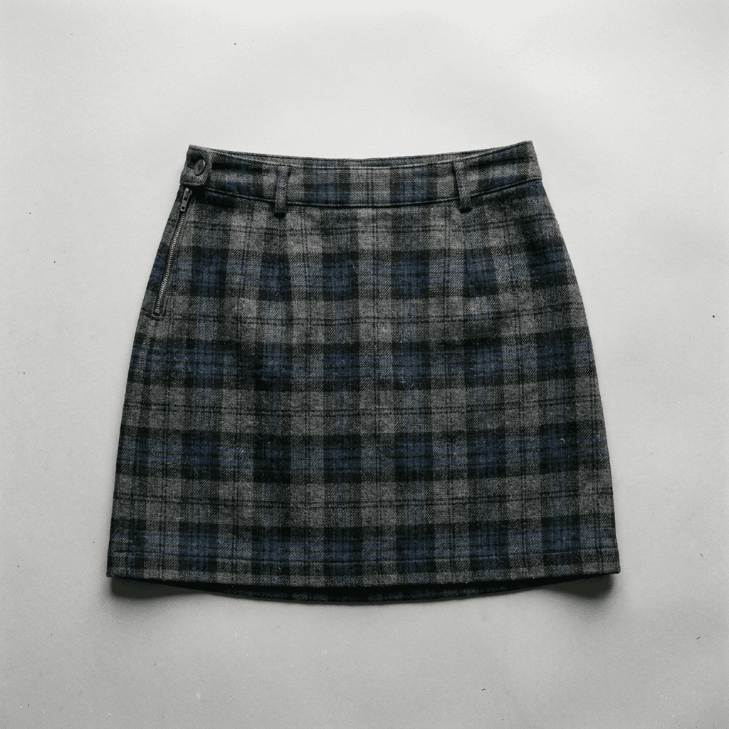 Karierter Minirock Anthrazit-Blau